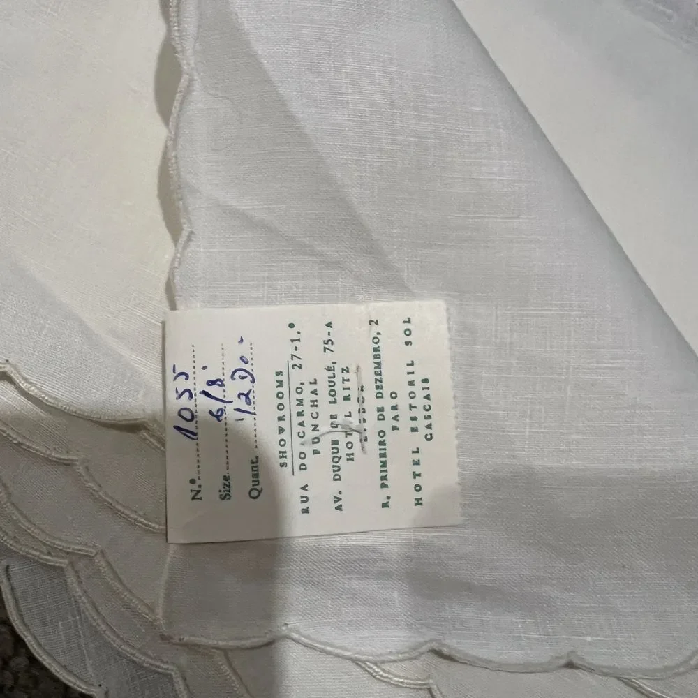 Madeira‎ Superbia Vintage White Linen Napkins with Floral Embroidery Set of 6